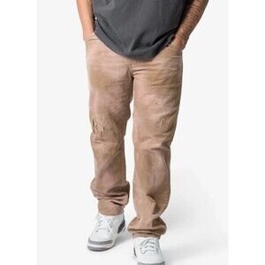 MNML Corduroy Pants Mens Size 29 Measures 31x30 Distressed Repaired Tan Brown